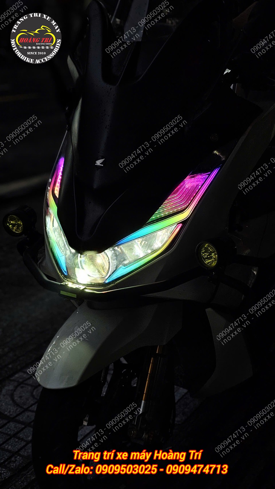 Độ đèn Led Audi PCX 160 điều khiển bằng điện thoại